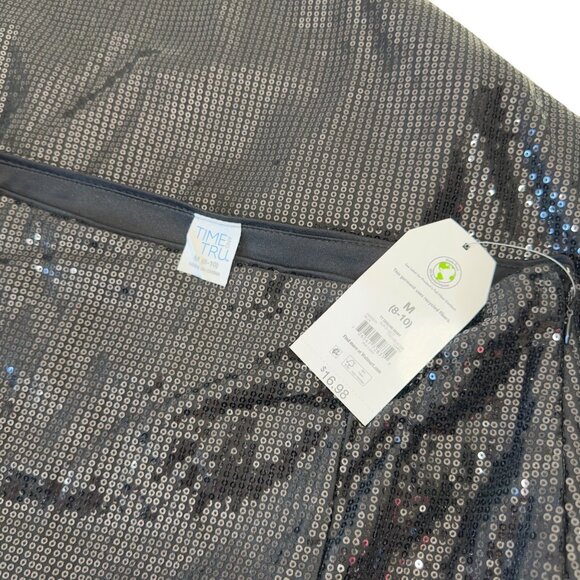 Time and Tru Womens SZ M Sequined Pencil Skirt Black Mid-Rise Knee-Length - Picture 3 of 12